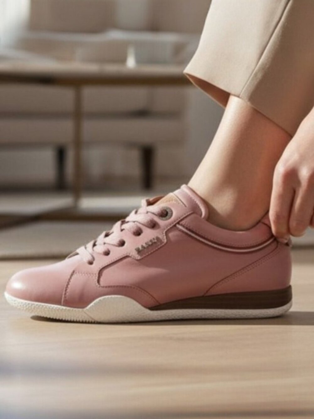 Bally Fridia Pink Blush Lace-Up Vamp Sneaker Size 37 (US 6.5)